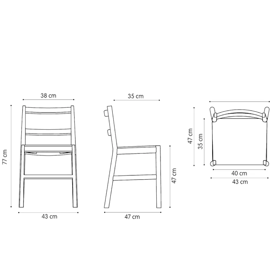High Quality Chair in Solid Beech Wood Made in Italy, 2 Pieces - Nora Viadurini