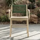 Luxury Chair with Armrests in Bleached Beech and Rope Made in Italy - Nora Viadurini