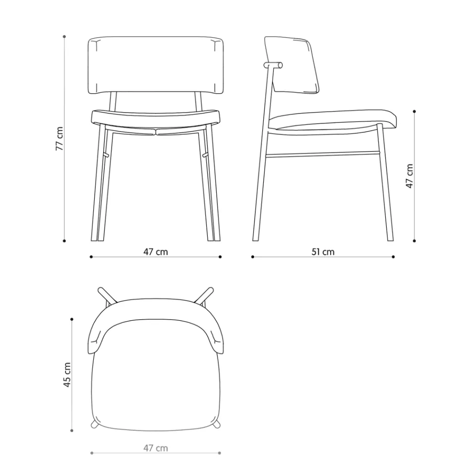 Luxury Fabric Chair with Metal Base Made in Italy, 2 Pieces - Alaska Viadurini