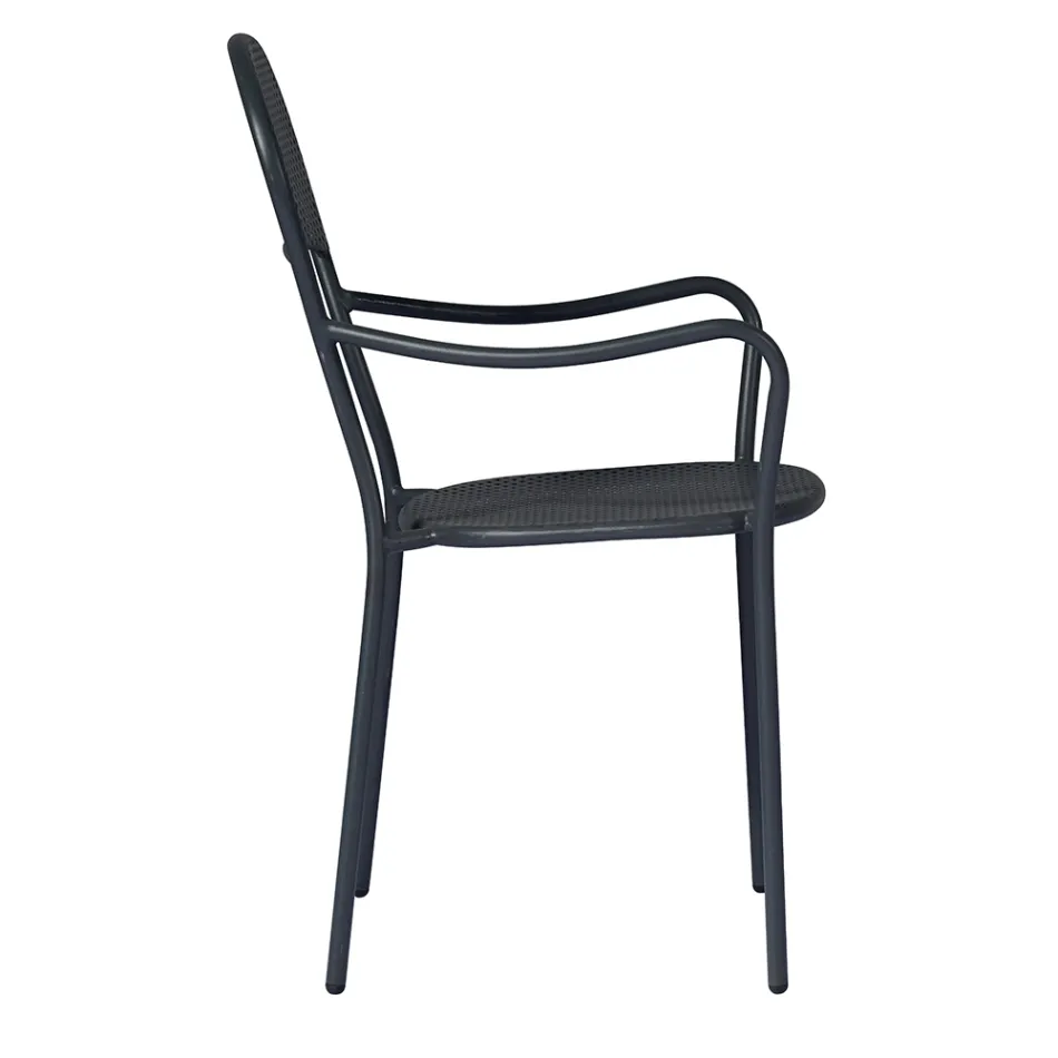 Stackable Garden Chair with Anthracite Colour Iron Structure - Nadege Viadurini