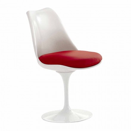 Swivel Chair in Lacquered Aluminium with Leather Seat Made in Italy - Cabiria Viadurini