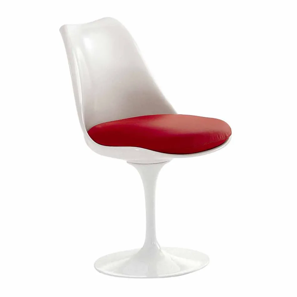 Swivel Chair in Lacquered Aluminium with Leather Seat Made in Italy - Cabiria Viadurini