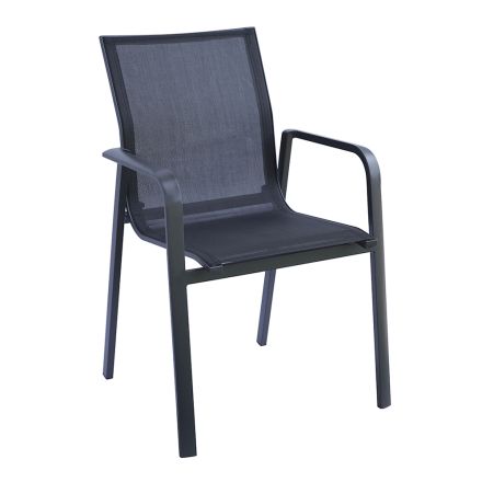 Stackable Chair with Aluminium and White or Grey Textilene Armrests - Greenstyle Viadurini