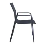 Stackable Chair with Aluminium and White or Grey Textilene Armrests - Greenstyle Viadurini