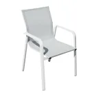 Stackable Chair with Aluminium and White or Grey Textilene Armrests - Greenstyle Viadurini