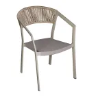 Stackable Chair with Textilene Seat and Twist Wicker Back - Passion Viadurini