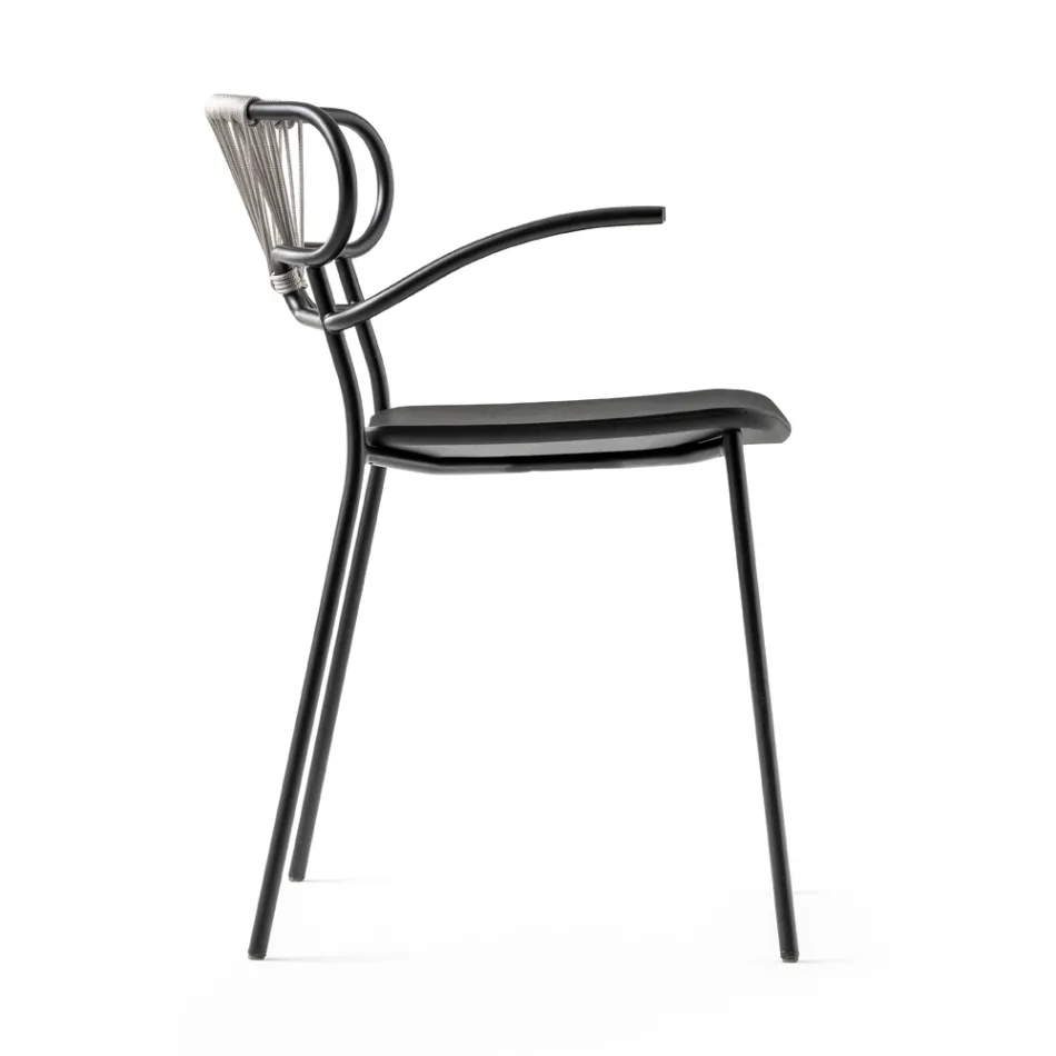 Stackable Chair with Metal Structure and Rope Made in Italy, 2 Pieces - Trosa Viadurini