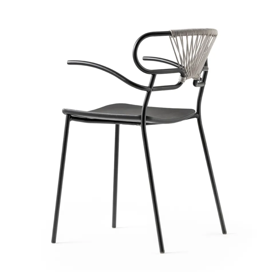 Stackable Chair with Metal Structure and Rope Made in Italy, 2 Pieces - Trosa Viadurini