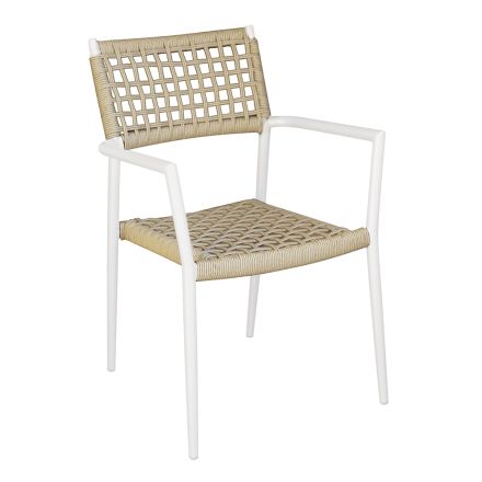 Stackable Outdoor Chair with Twist Wicker Seat and Back - Solefresco Viadurini