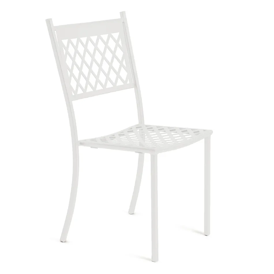 Stackable Outdoor Chair in Galvanized Steel Made in Italy 4 Pieces - Celia Viadurini
