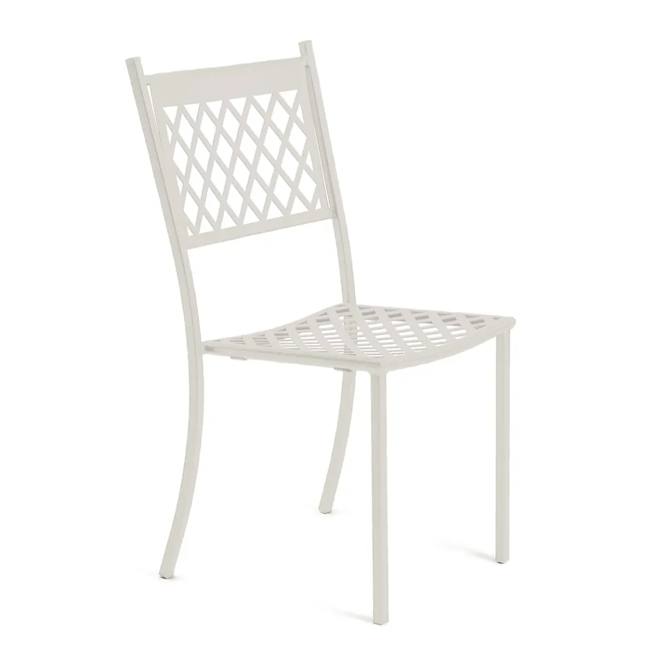 Stackable Outdoor Chair in Galvanized Steel Made in Italy 4 Pieces - Celia Viadurini