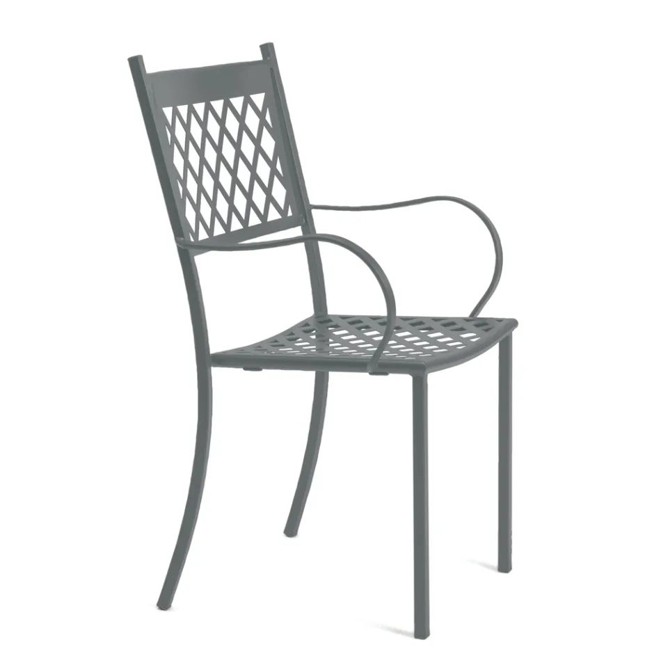 Stackable Outdoor Chair in Galvanized Steel Made in Italy 4 Pieces - Celia Viadurini