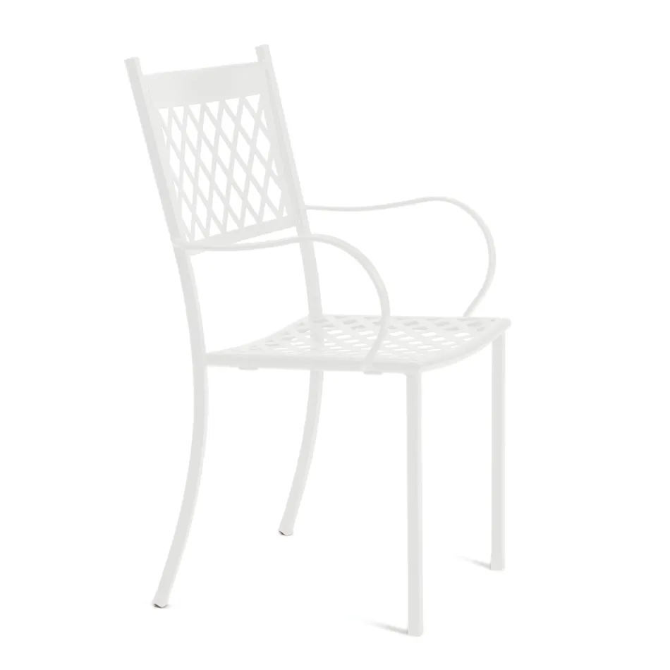 Stackable Outdoor Chair in Galvanized Steel Made in Italy 4 Pieces - Celia Viadurini
