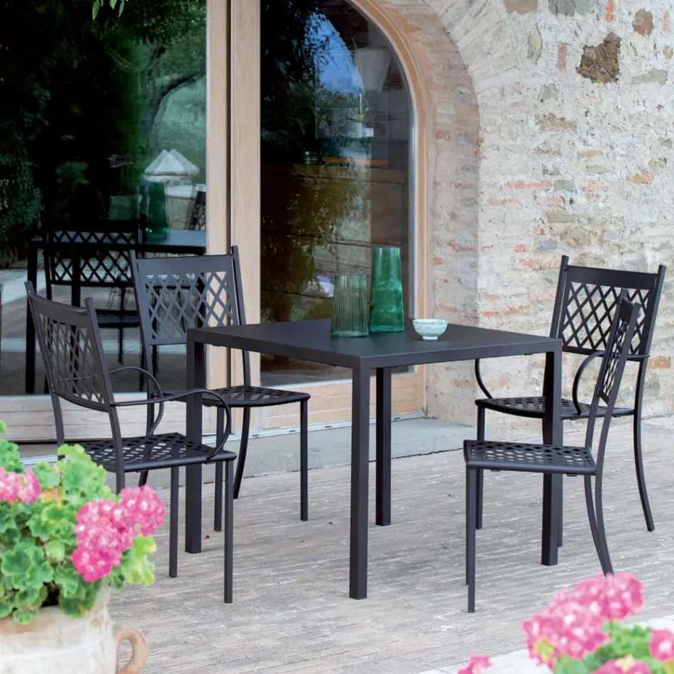 Stackable Outdoor Chair in Galvanized Steel Made in Italy 4 Pieces - Celia Viadurini