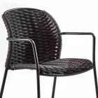 Stackable Outdoor Chair in Rope and Anthracite Metal, 4 Pieces - Drusilla Viadurini