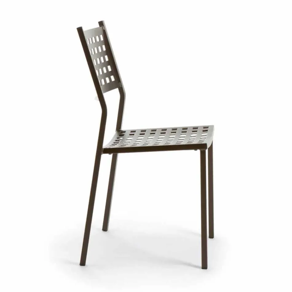 Stackable Outdoor Chair in Painted Metal Made in Italy, 8 Pieces - Lina Viadurini