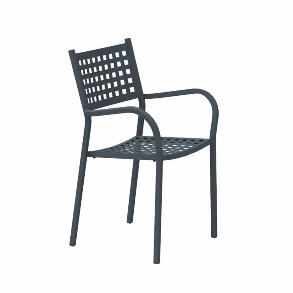 Stackable Outdoor Chair in Painted Metal Made in Italy, 8 Pieces - Lina Viadurini