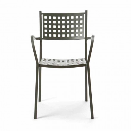 Stackable Outdoor Chair in Painted Metal Made in Italy, 8 Pieces - Lina Viadurini
