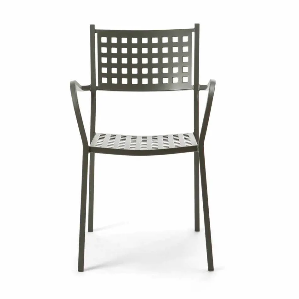 Stackable Outdoor Chair in Painted Metal Made in Italy, 8 Pieces - Lina Viadurini