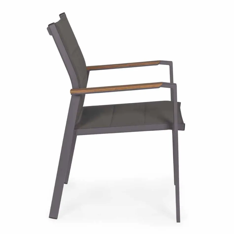 Stackable Outdoor Chair in Textilene and Anthracite Aluminium, 6 Pieces - Urban Viadurini