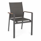 Stackable Outdoor Chair in Textilene and Anthracite Aluminium, 6 Pieces - Urban Viadurini