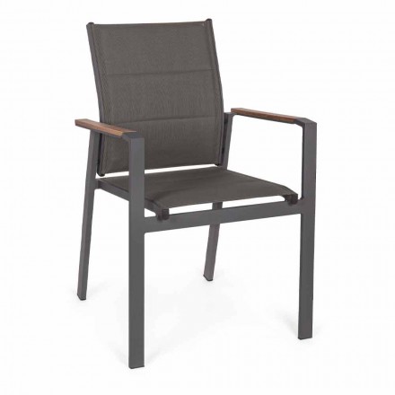 Stackable Outdoor Chair in Textilene and Anthracite Aluminium, 6 Pieces - Urban Viadurini