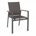 Stackable Outdoor Chair in Textilene and Anthracite Aluminium, 6 Pieces - Urban