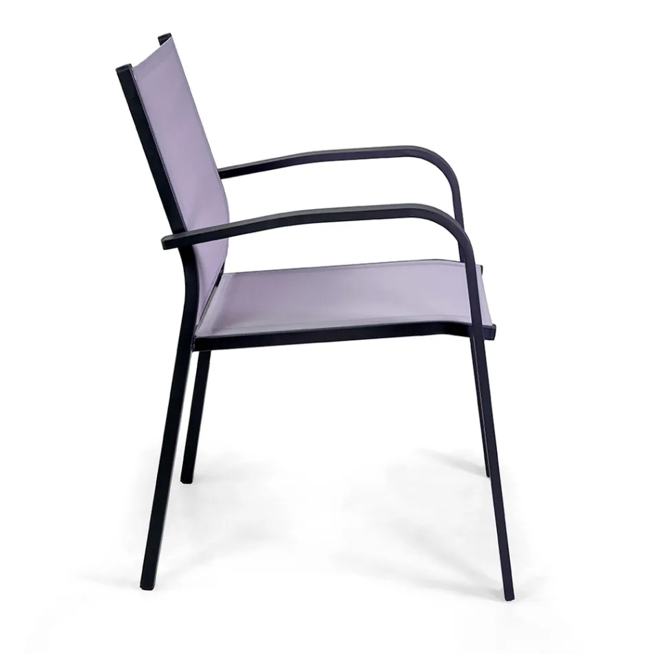 Stackable Outdoor Chair in Textilene and Aluminium Frame - Pennarello Viadurini