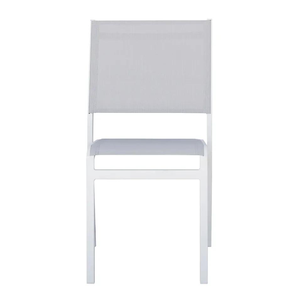 Stackable Aluminium and Textilene White or Grey Garden Chair - Floraforma Viadurini