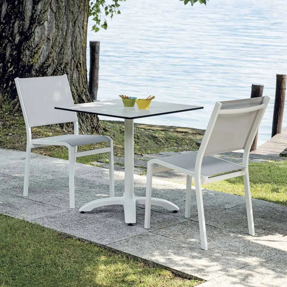 Stackable Aluminium and Textilene White or Grey Garden Chair - Floraforma Viadurini