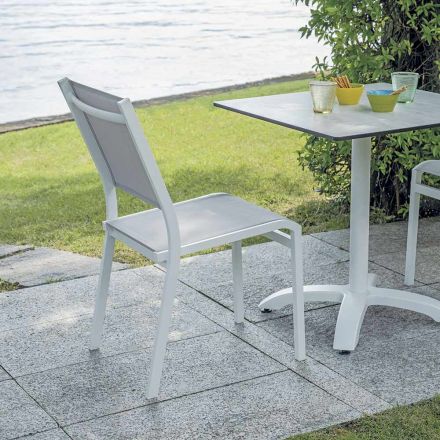 Stackable Aluminium and Textilene White or Grey Garden Chair - Floraforma Viadurini