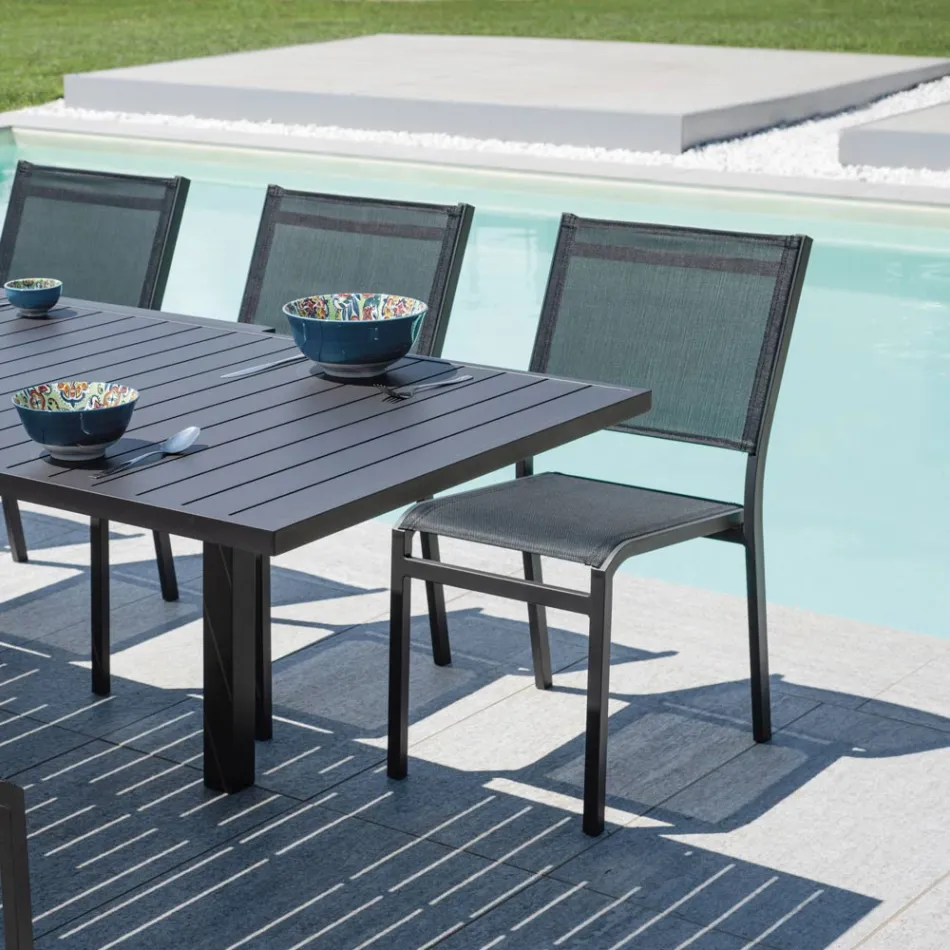 Stackable Aluminium and Textilene White or Grey Garden Chair - Floraforma Viadurini