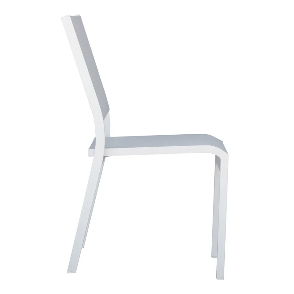 Stackable Aluminium and Textilene White or Grey Garden Chair - Floraforma Viadurini