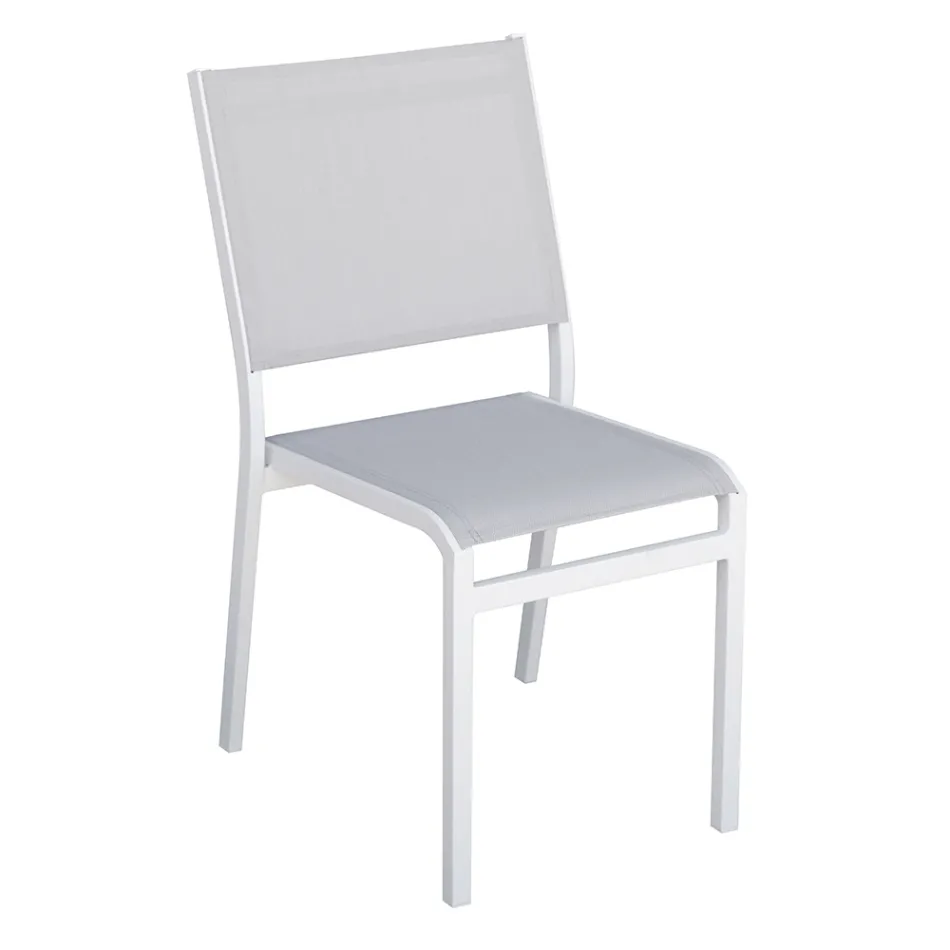 Stackable Aluminium and Textilene White or Grey Garden Chair - Floraforma Viadurini