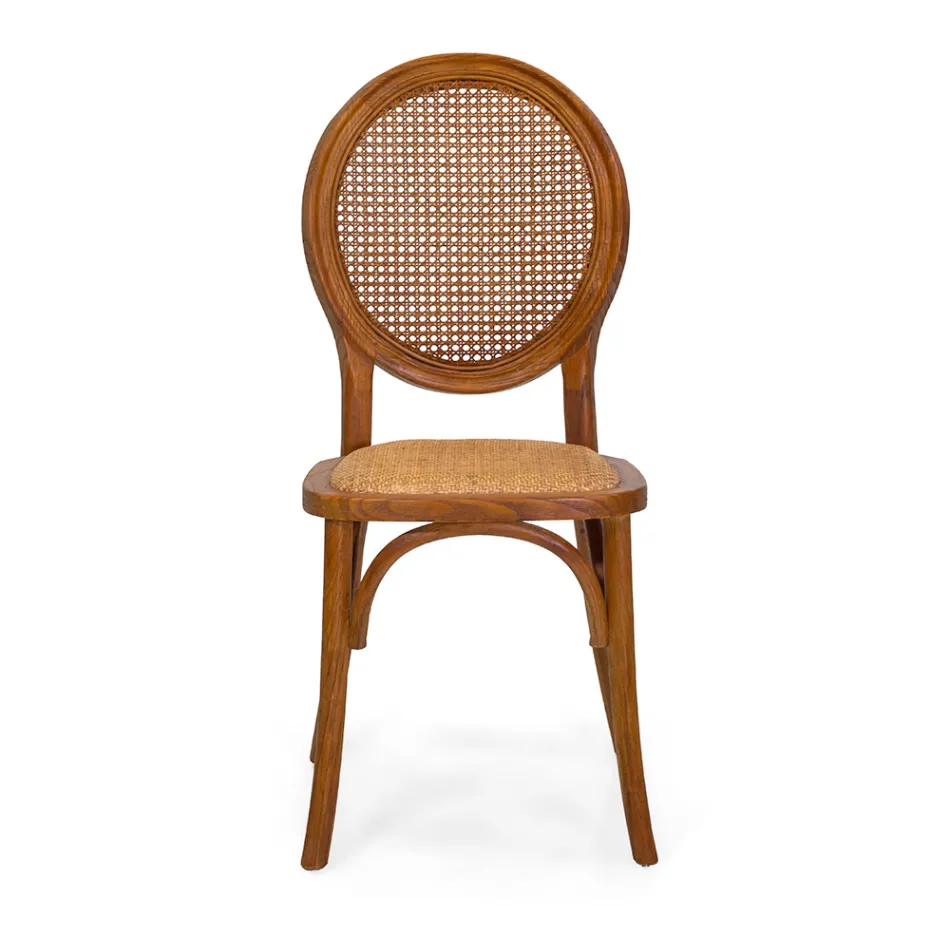 Stackable Lounge Chair in Ailando Wood and Vienna Straw - Laguna Viadurini