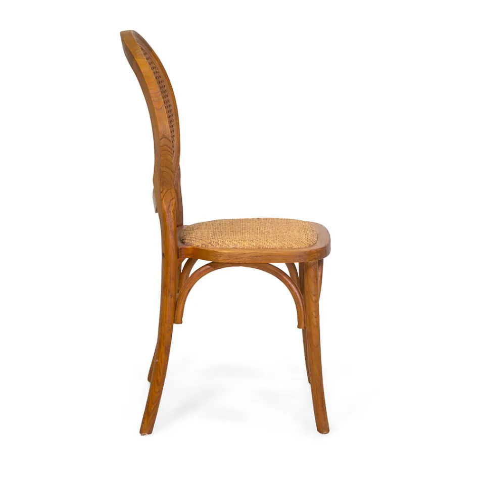 Stackable Lounge Chair in Ailando Wood and Vienna Straw - Laguna Viadurini