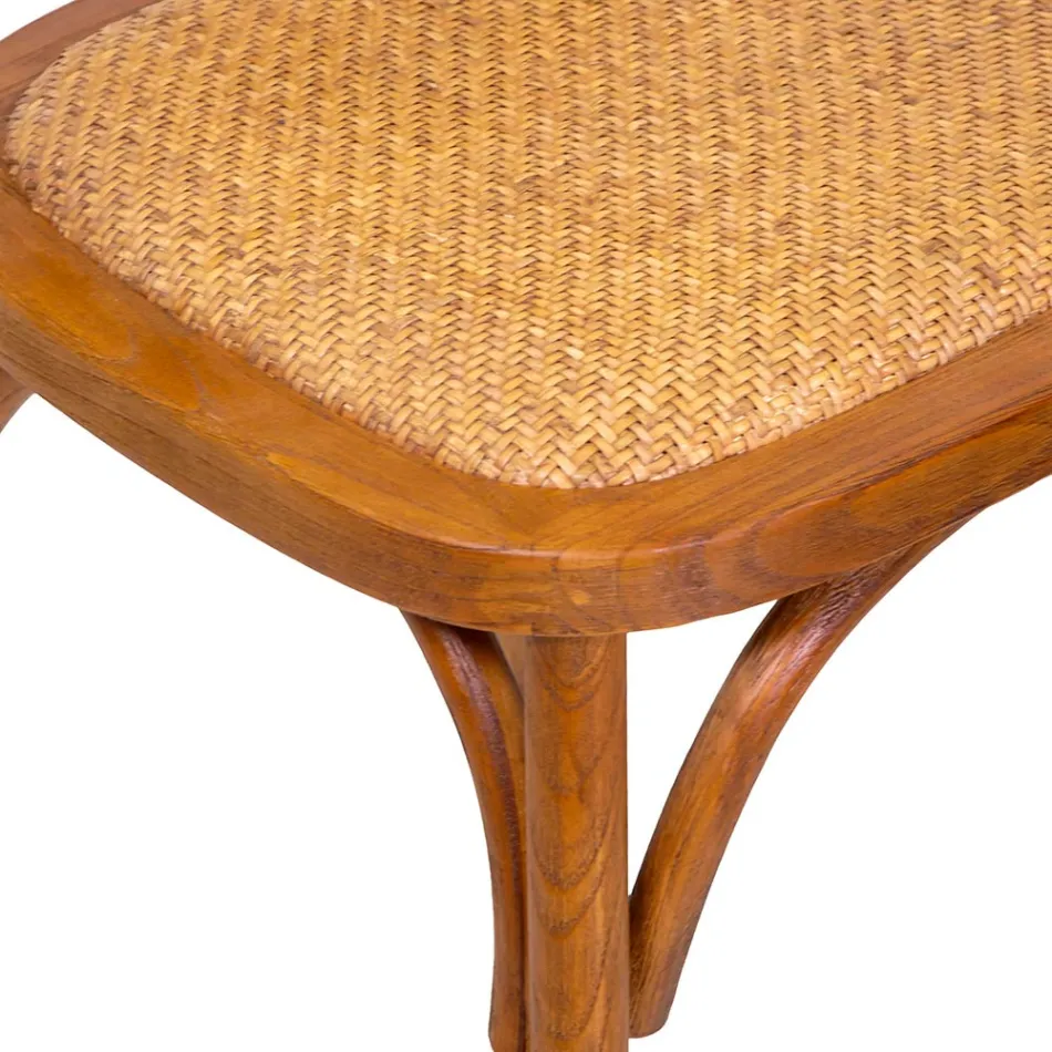 Stackable Lounge Chair in Ailando Wood and Vienna Straw - Laguna Viadurini