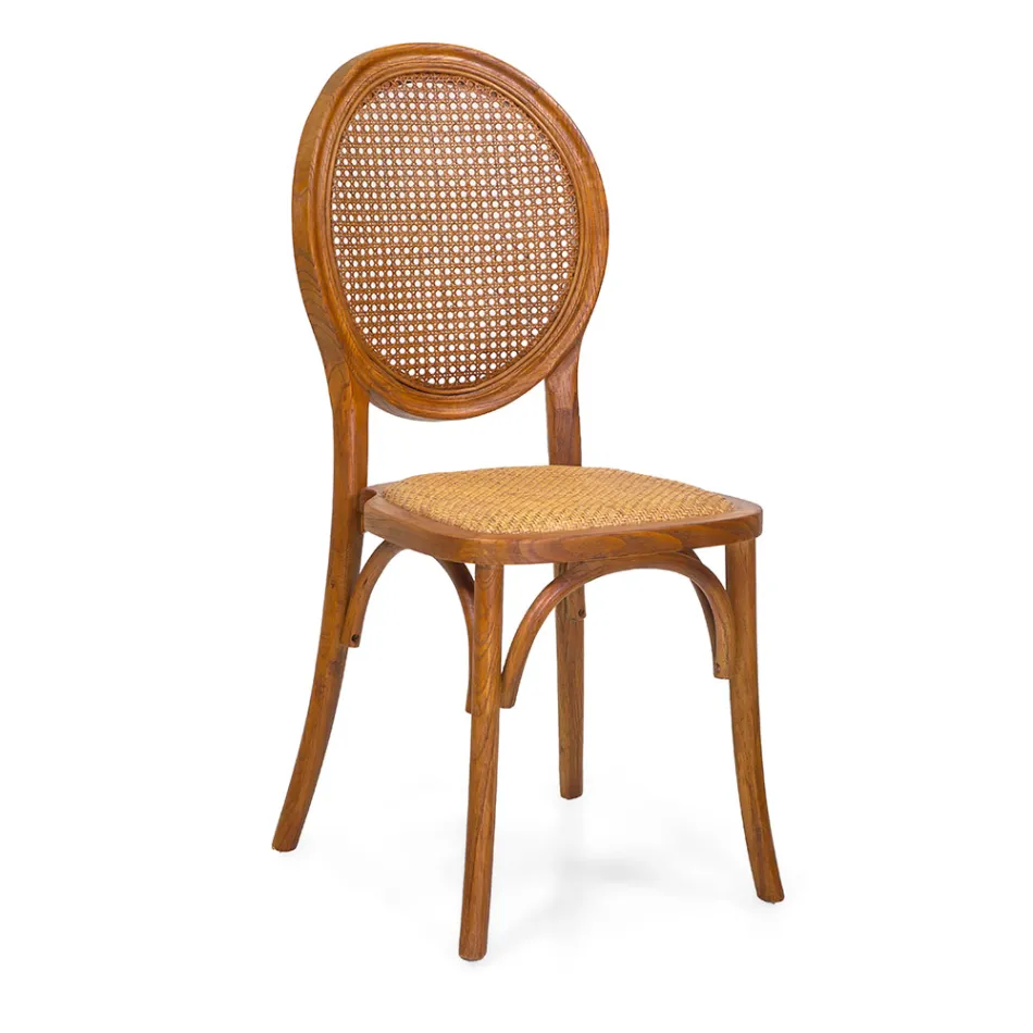 Stackable Lounge Chair in Ailando Wood and Vienna Straw - Laguna Viadurini