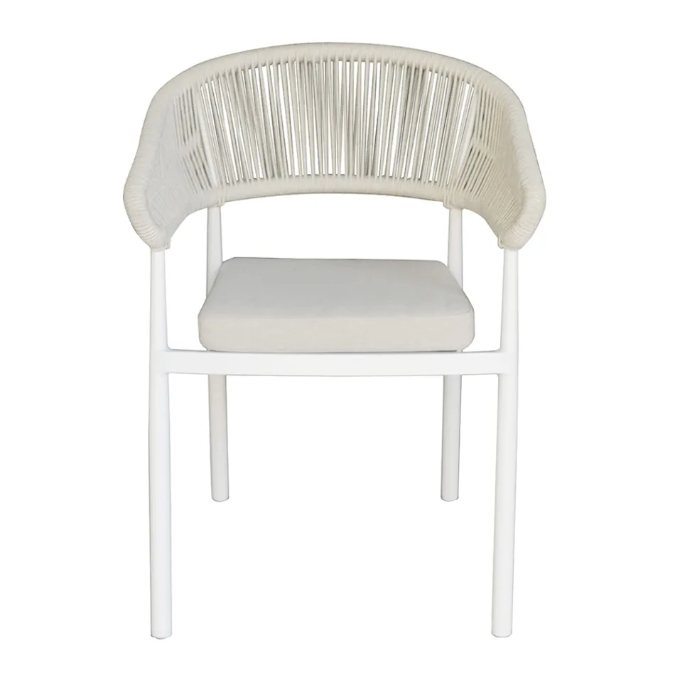 Stackable Aluminium Chair with Rope Cushion and Backrest - Frescultura Viadurini