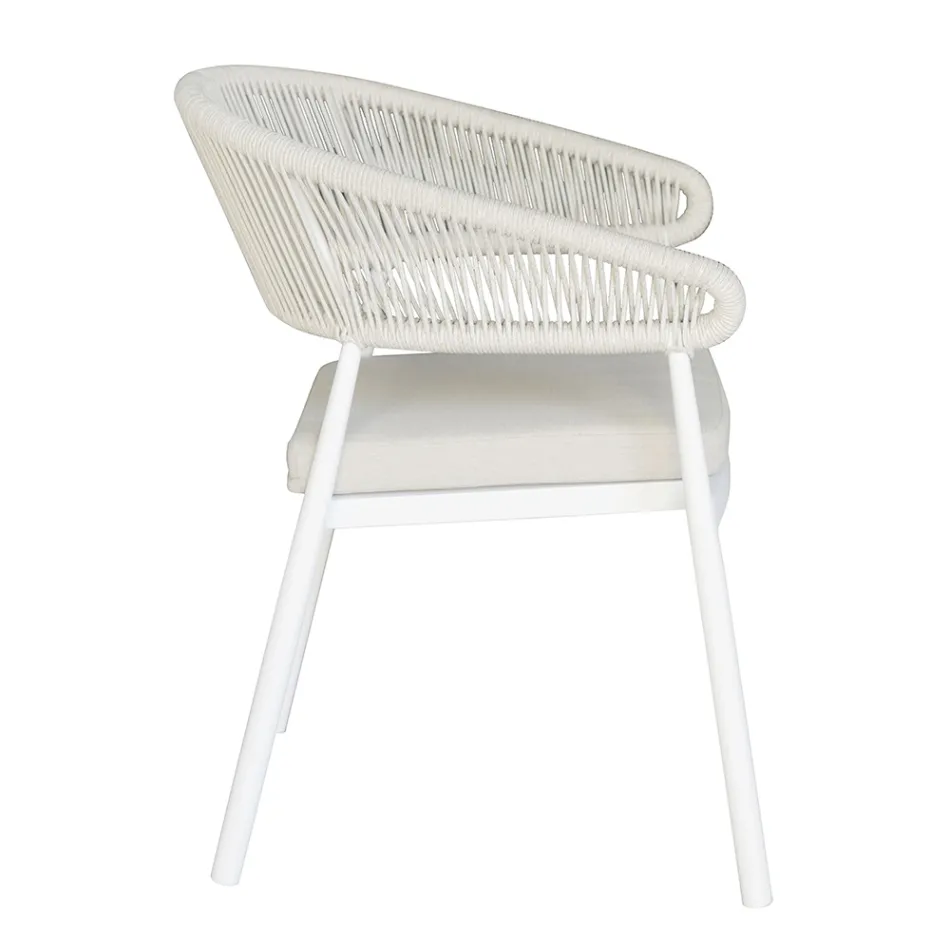 Stackable Aluminium Chair with Rope Cushion and Backrest - Frescultura Viadurini
