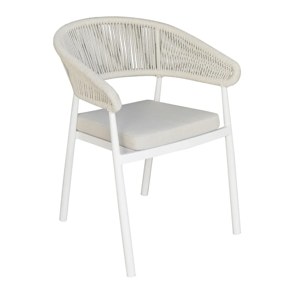 Stackable Aluminium Chair with Rope Cushion and Backrest - Frescultura Viadurini