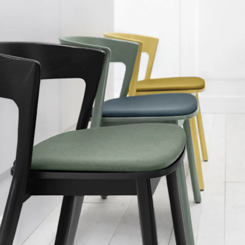 Stackable Chair in Ash with Fabric Seat Made in Italy, 2 Pieces - Oslo Viadurini