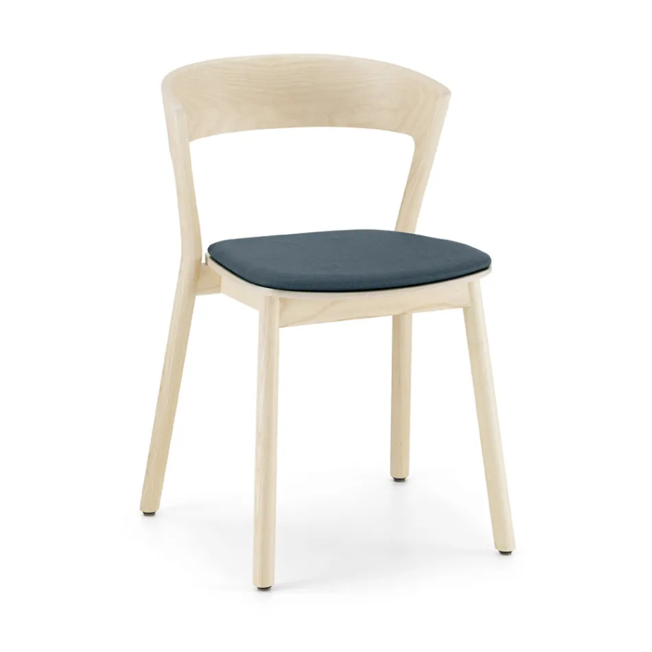 Stackable Chair in Ash with Fabric Seat Made in Italy, 2 Pieces - Oslo Viadurini