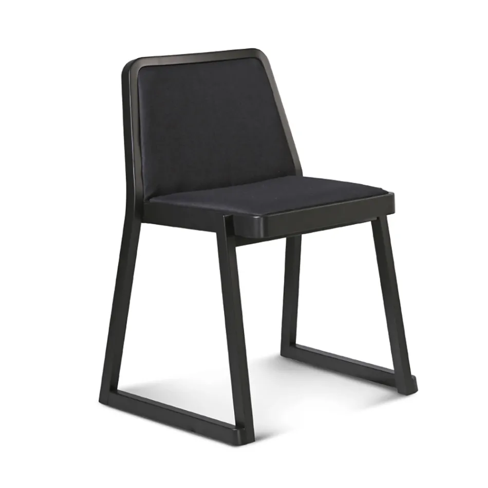 Stackable Wooden Chair with Velvet Seat Made in Italy, 2 Pieces - Leipzig Viadurini