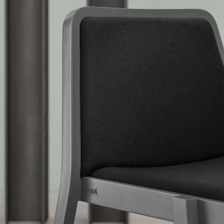 Stackable Wooden Chair with Velvet Seat Made in Italy, 2 Pieces - Leipzig Viadurini