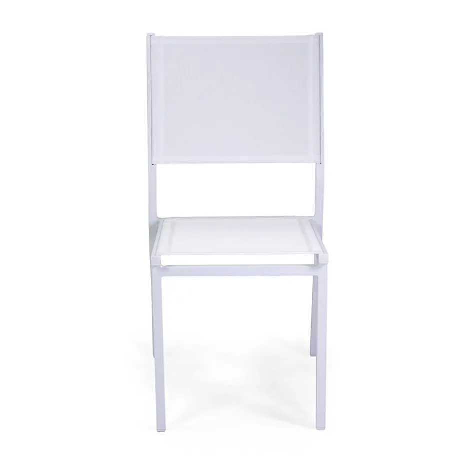 Stackable Chair in Textilene and White Aluminium Frame - Pennarello Viadurini