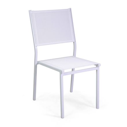 Stackable Chair in Textilene and White Aluminium Frame - Pennarello Viadurini