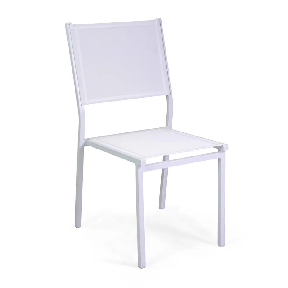 Stackable Chair in Textilene and White Aluminium Frame - Pennarello Viadurini