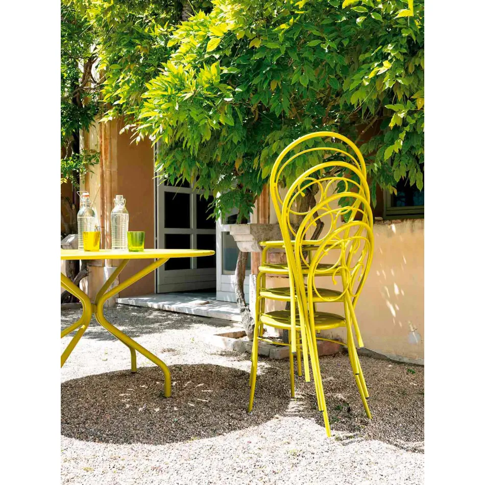 Stackable Outdoor Chair in Metal Made in Italy, 2 Pieces - Authority Viadurini