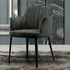 Steel Chair with Velvet Covered Seat Made in Italy - Arisa Viadurini